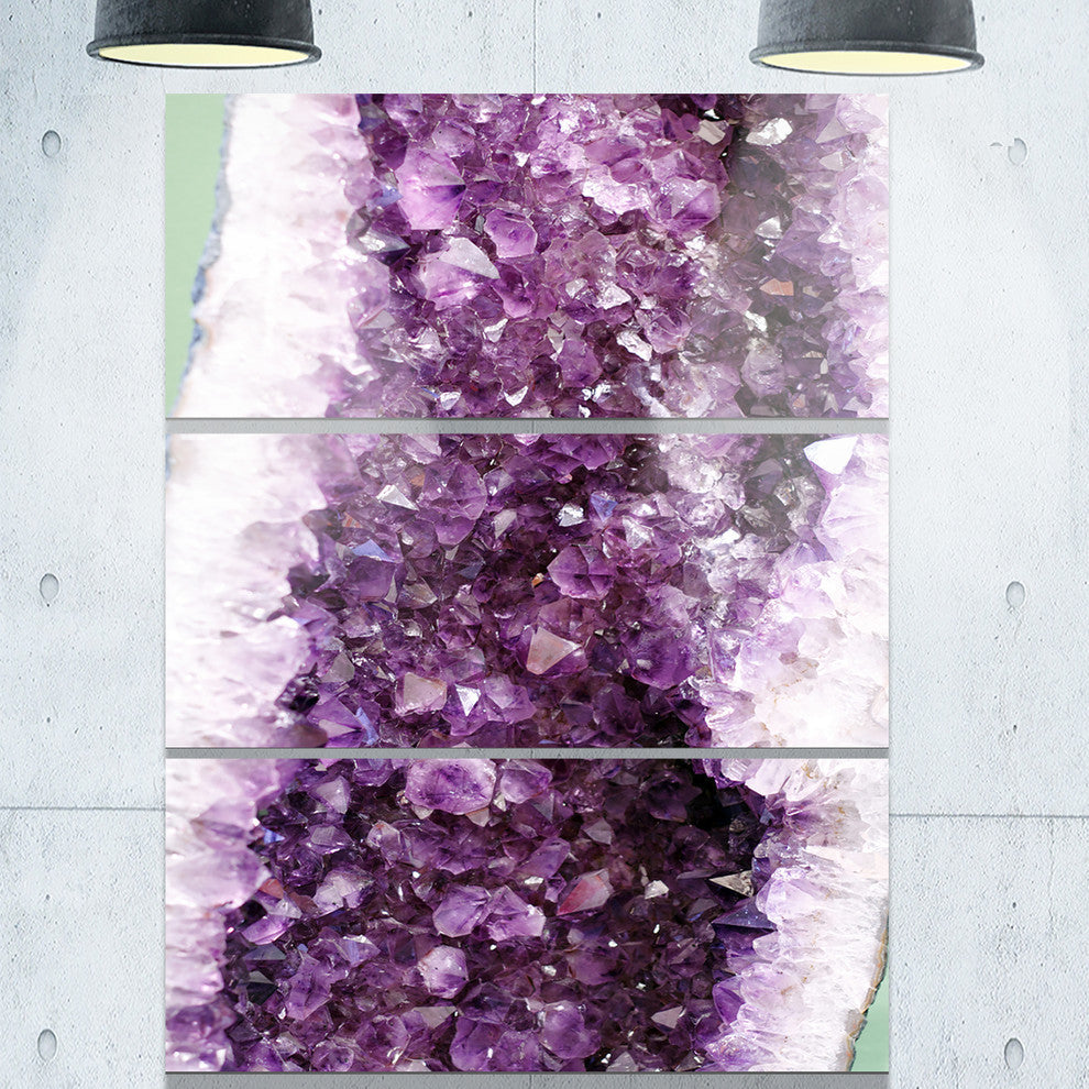 "Purple Precious Stones" Digital Metal Wall Art, 3 Panels, 28"x36"