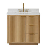 Vinnova Cadiz Bath Vanity, Composite Stone Top, Washed Ash Grey, 36", No Mirror
