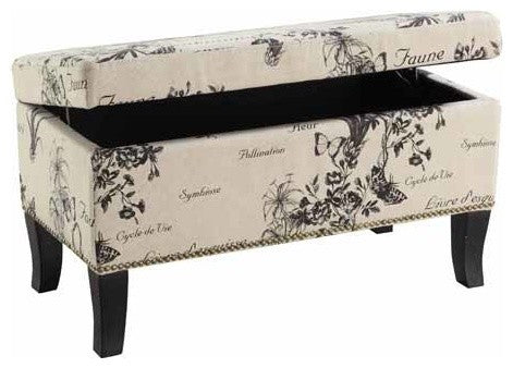 Linon Stephanie Ottoman Botanical Linen