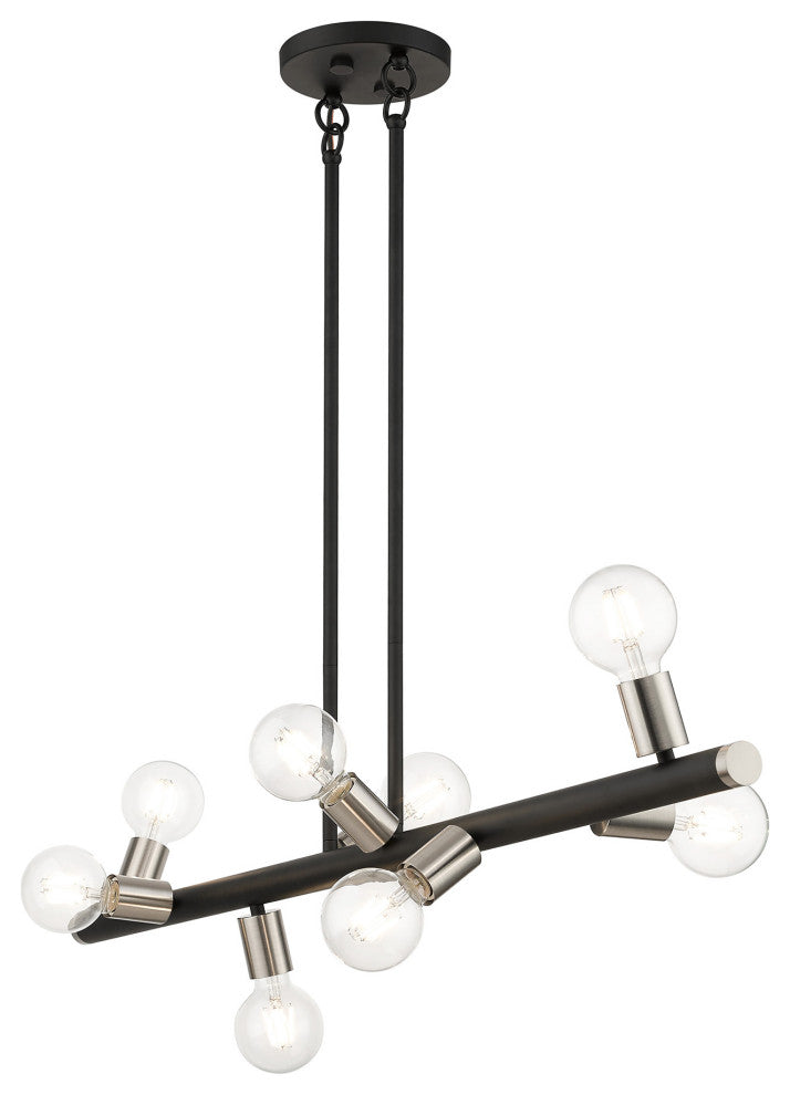 Livex Lighting Bannister 8-Light Large Chandelier, Black/Brushed Nickel