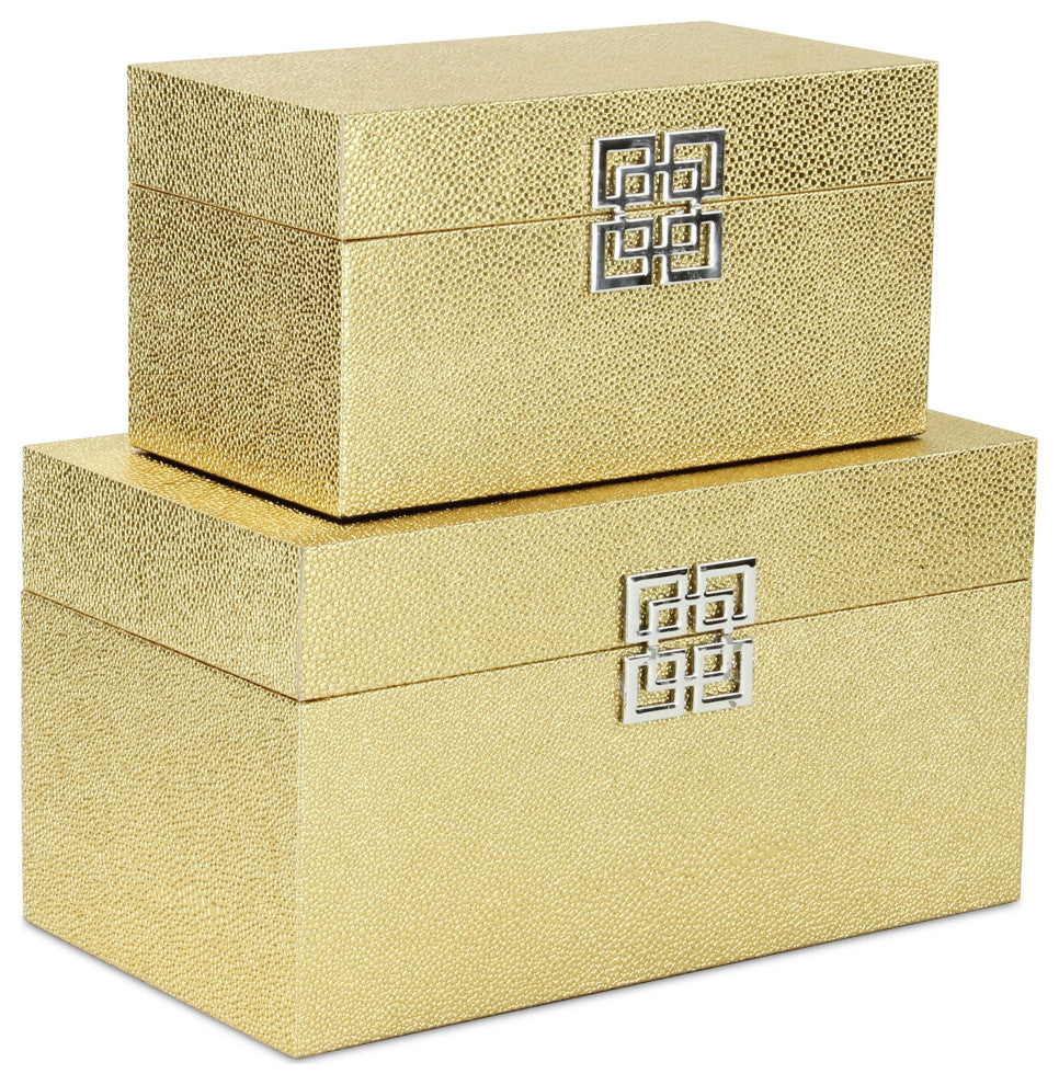 Galena "Double Happiness" Faux Shagreen Box Set, Gold