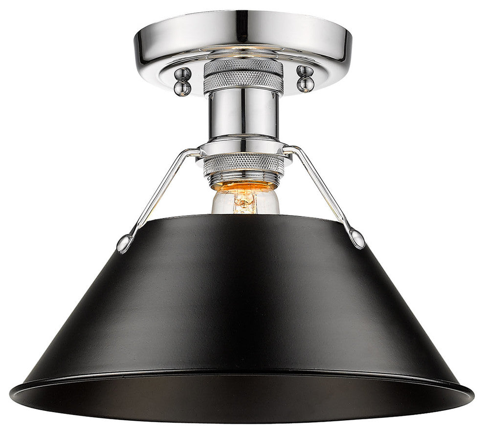 Golden Lighting 3306-FM CH Orwell 10"W Semi-Flush Ceiling Fixture - Chrome with