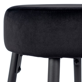 Minimalist Round Bar Stools, Black Velvet - 2 Pcs, 24 Inch