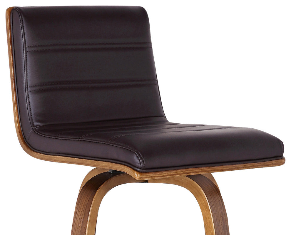 26" Brown Solid Wood Swivel Low Back Counter Height Bar Chair