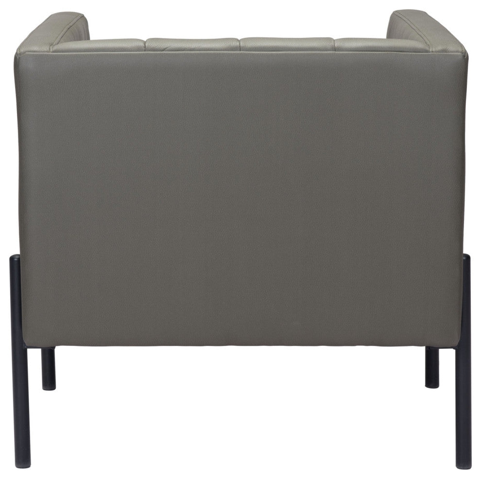 Accent Chair, Faux Vinyl Leather, Steel, Green, Black, Mid Century Hospitality
