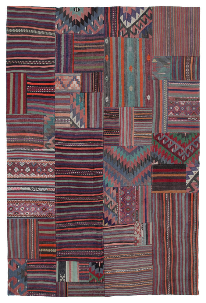 Rug N Carpet - Handmade Oriental 6' 8'' x 9' 10'' Tribal Patchwork Kilim Rug