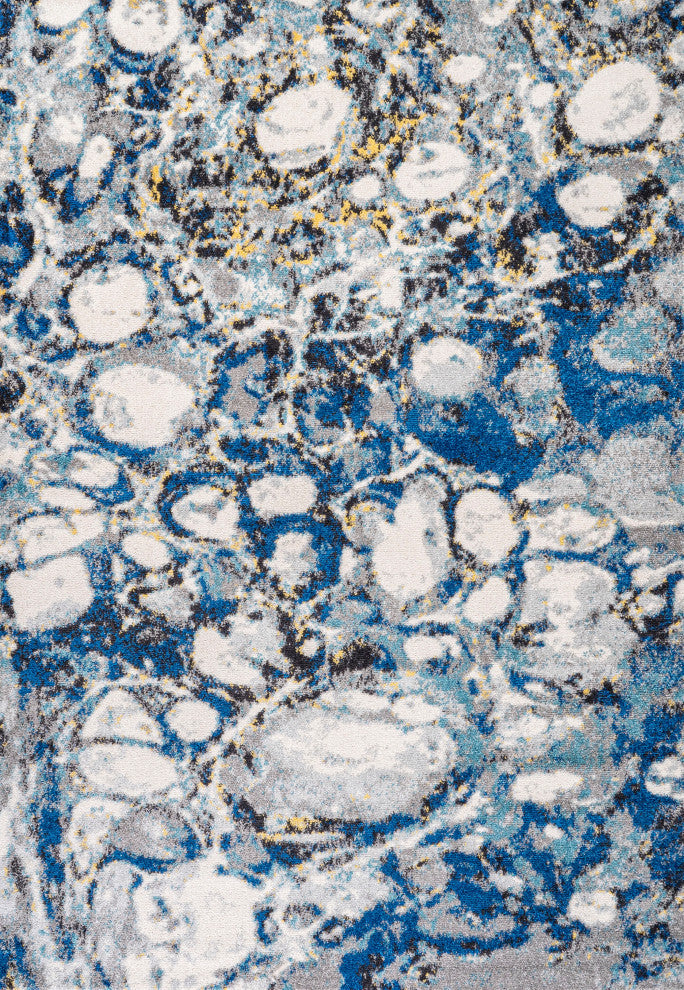 Pebble Navy and Gray Marbled Abstract Dark Gray/Blue Rug, Dark Gray/Blue, 8'x10'