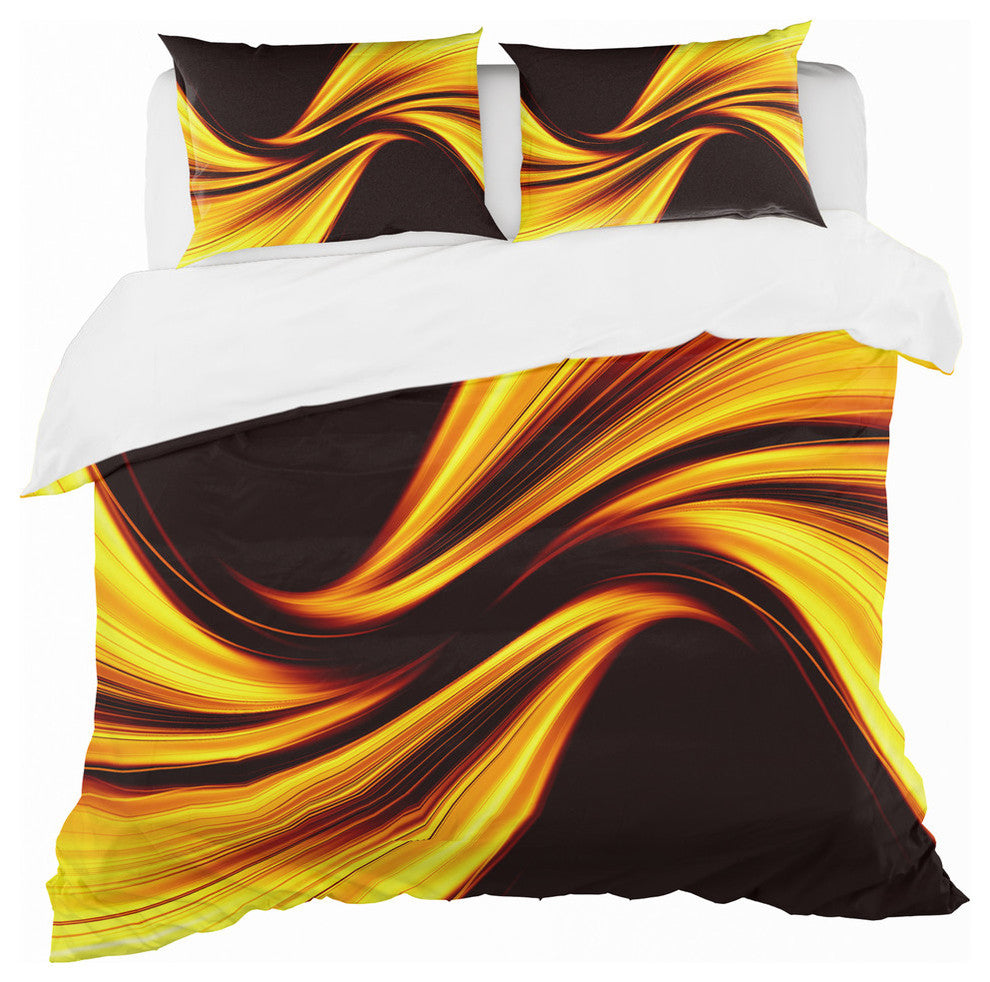 Mellow Yellow Harmony Abstract Modern Duvet Cover Set, King