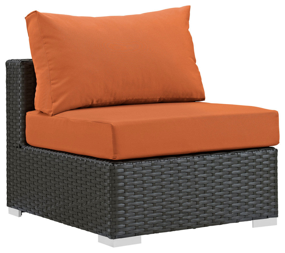 Modway Sojourn 7 Piece Outdoor Patio Sunbrella Sectional Set, Canvas Tuscan