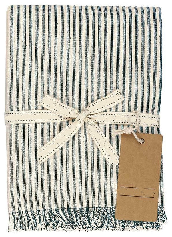 Set of Eight Dull Green Striped Placemats