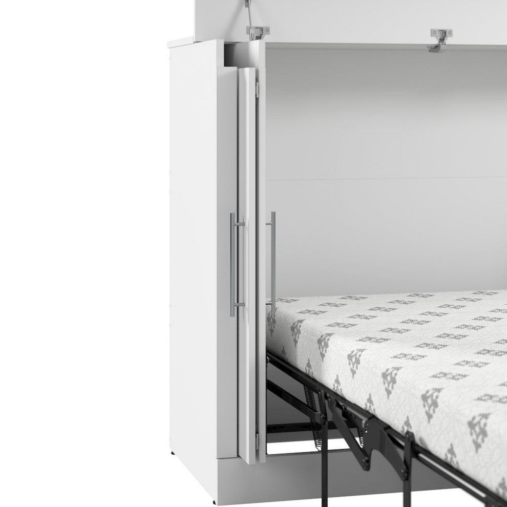 75W Queen Cabinet Bed with Mattress in White