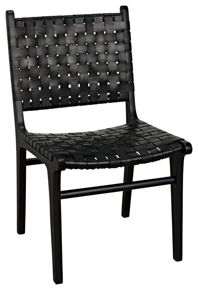 Dede Dining Chair, Leather, Black