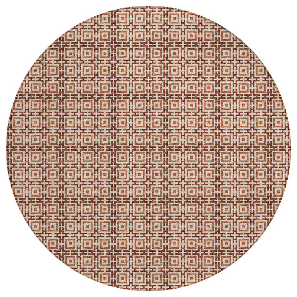 Indoor/Outdoor Marlo MO1 Paprika Machine Washable 8' x 8' Rug