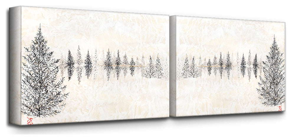 Monoscape V-II' 2 Piece Wrapped Canvas Wall Art Set by Karen Biery, 40"x30"
