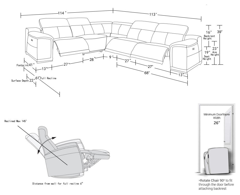 Federico 5-Piece L-Shaped Top Grain Italian Leather Sectional, Camel