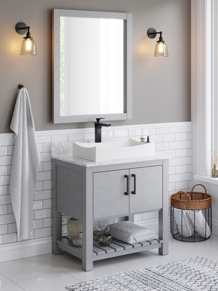 31-inch Bathroom Vanity Backsplash in Carrara White Marble