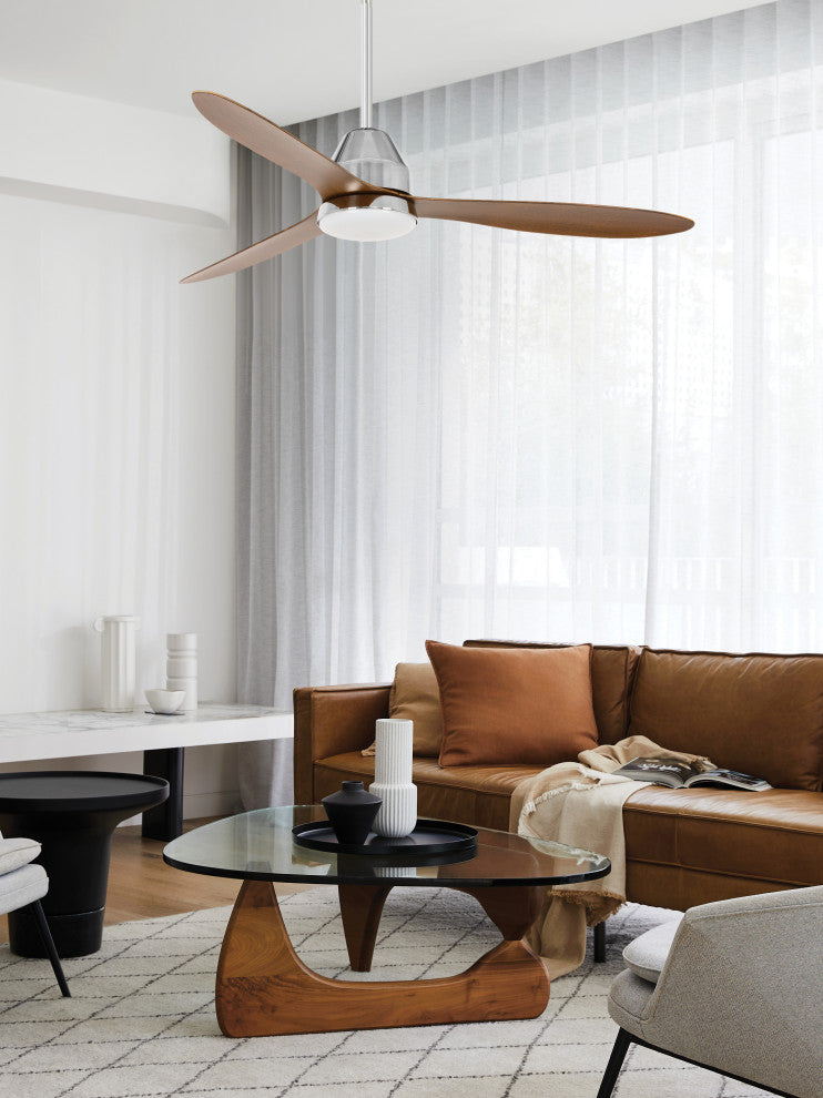 Lucci Air Whitehaven 56" Smart WiFi Controlled Indoor/Outdoor Fan w/Light, Brushed Chrome