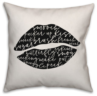Smooch Script Black 16x16 Throw Pillow