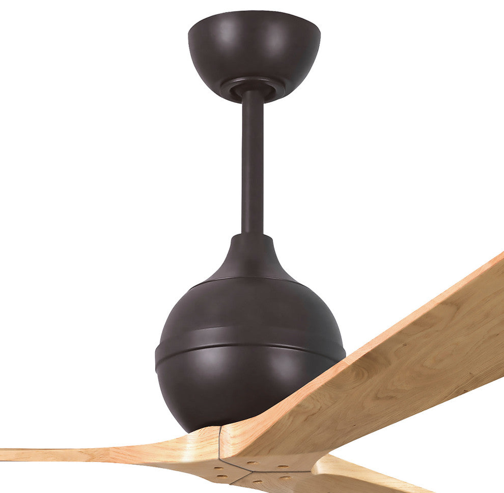 Irene-3 Paddle Fan, Textured Bronze, 60", Light Maple Blades