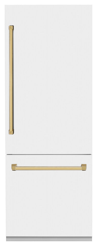 ZLINE Refrigerator With Internal Water, White Matte With Gold, RBIV-WM-30-G