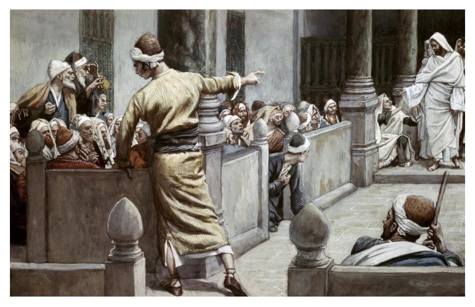 "Blind Man Tells His Story To The Jews" Paper Print by James Tissot, 24"x16"