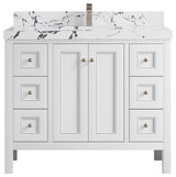 Nashville 42" Single Sink Bath Vanity, White 2" Viola Night