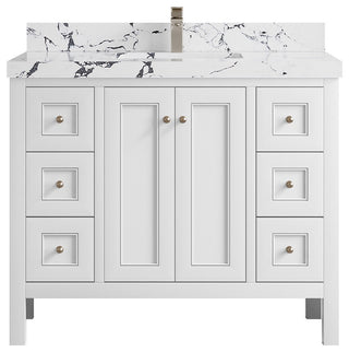 Nashville 42" Single Sink Bath Vanity, White 2" Viola Night