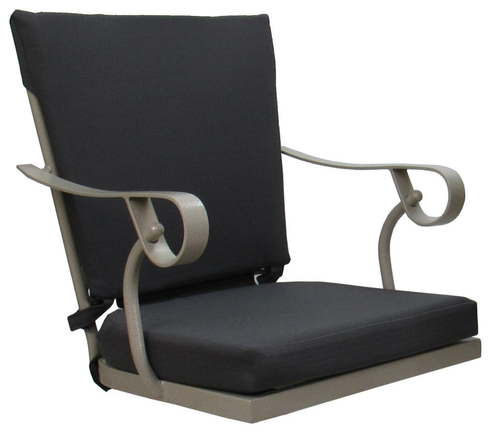 Outdoor/Indoor Patio Swivel Dining Chair Jamey With Arms, Dark Gray Linen - Beige