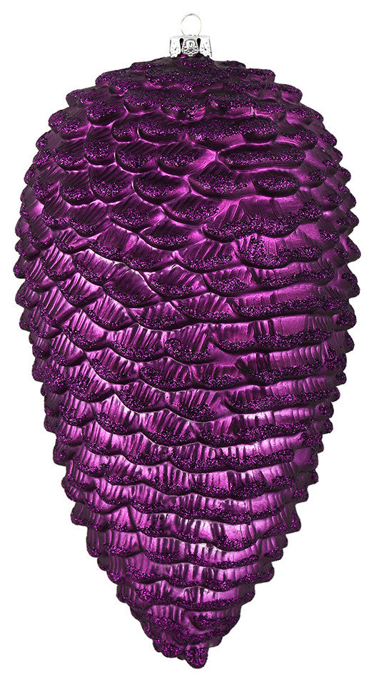 Vickerman N187326D 10" Plum Matte Glitter Pinecone Christmas Ornament