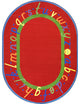 Kid Essentials Rug, AlphaScript, Red, 5'4"x7'8" Oval