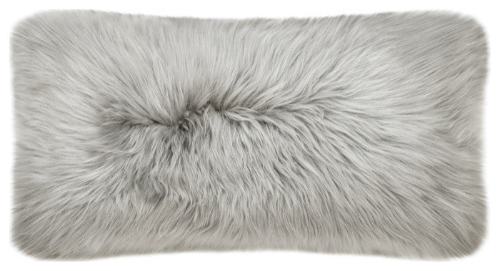 Modern Sheepskin Double-Sided Pillow, Dove Gray, 12"x22"