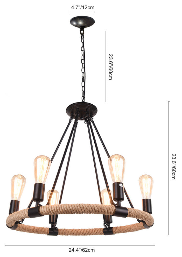 Modern Farmhouse Wagon Wheel Light Fixture, 6 Light