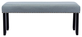 Decorative Nails Upholstered Bench, Lightgreen