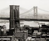 Brooklyn Bridge and New York Skyline and Harbor Print