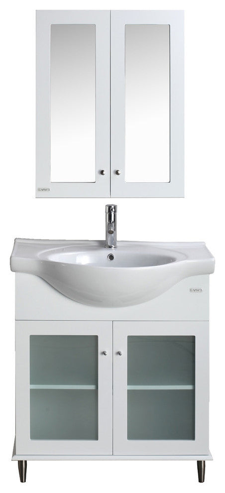 Eviva Tux 36" White Transitional Bathroom Vanity With White Integrated Sink