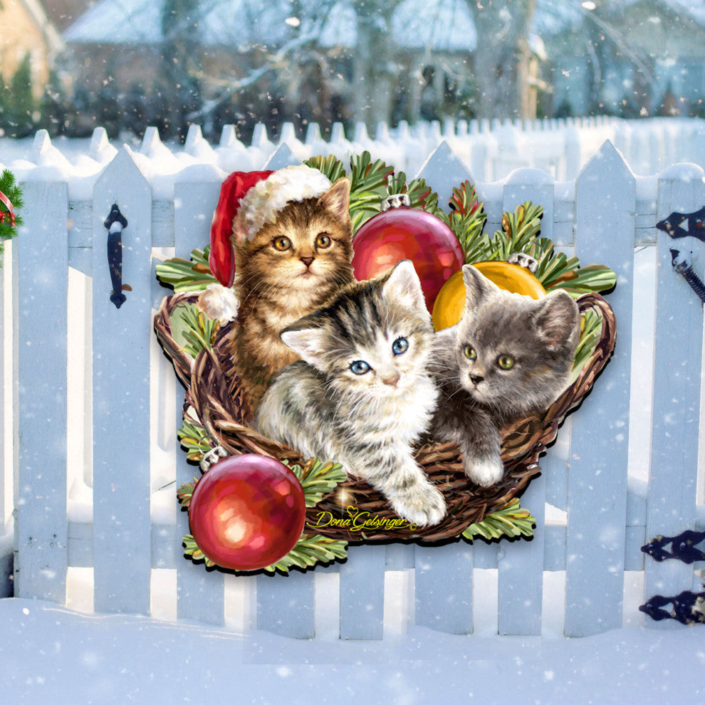 Christmas Kittens Wall and Door Hanger by Dona Gelsinger
