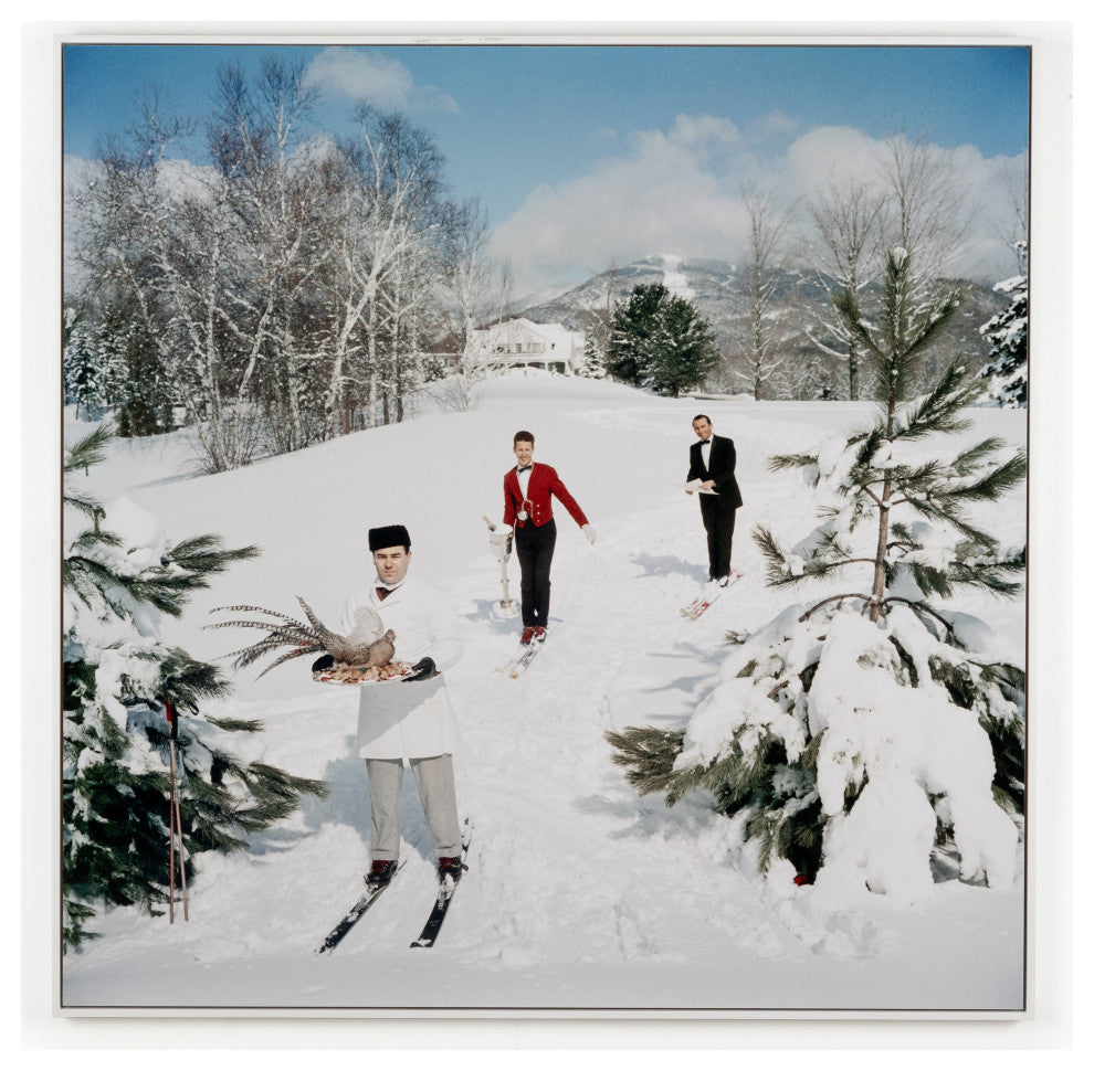 Skiing Waiters By Slim Aarons