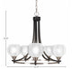 Paramount 5-Light Chandelier, Matte Black & Brushed Nickel, 5.75" White Marble