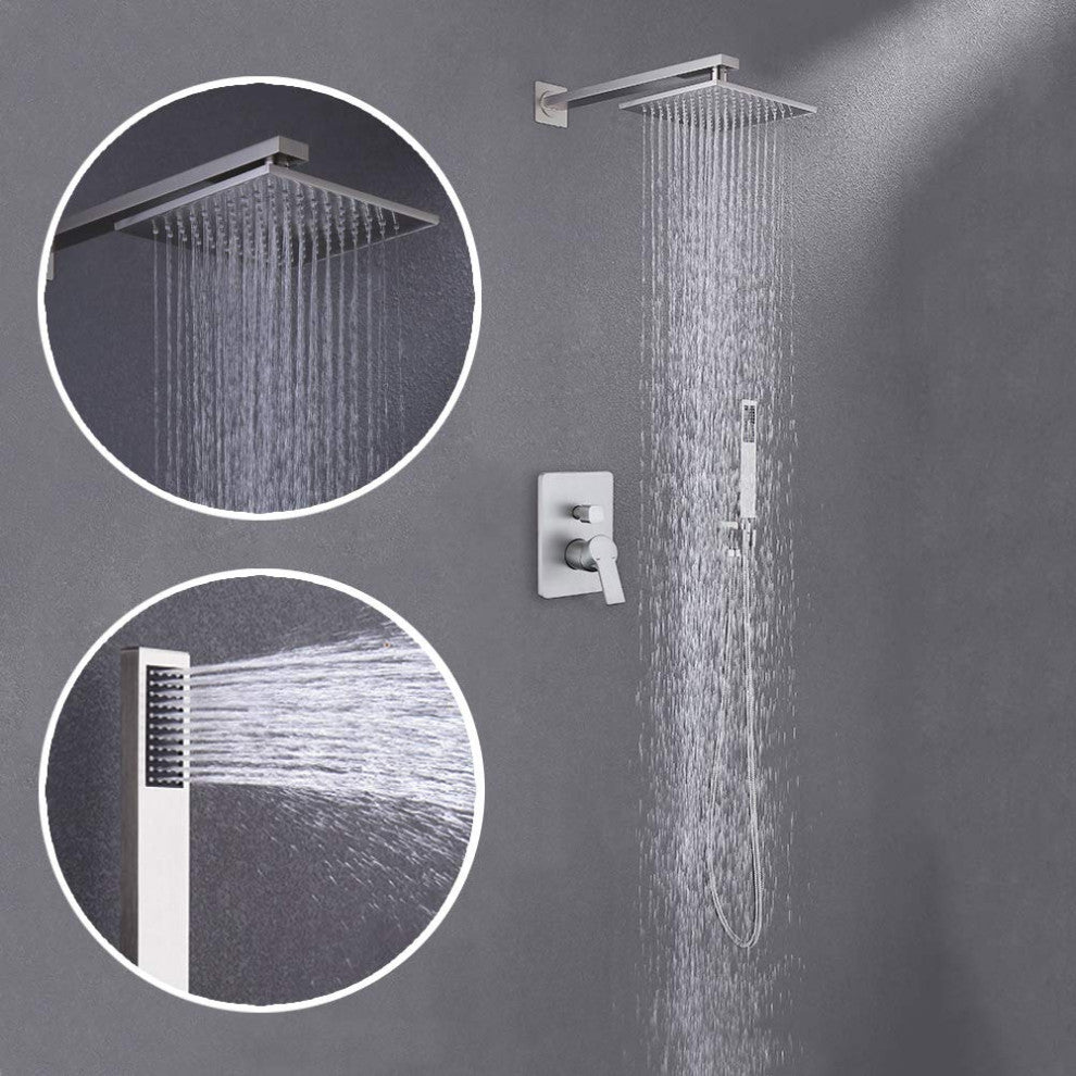 Pressure Balanced Shower System with Handheld Shower, Brushed Nickel