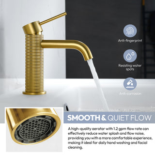 Mendavia Single-Handle Basin Bathroom Faucet, Brushed Gold, High Handle
