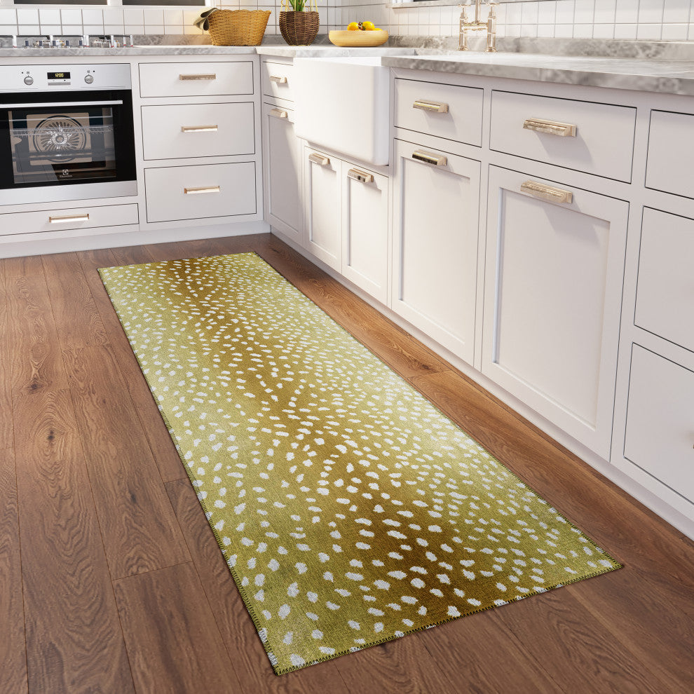 Indoor/Outdoor Mali ML3 Gold Machine Washable 2'3" x 12' Runner Rug