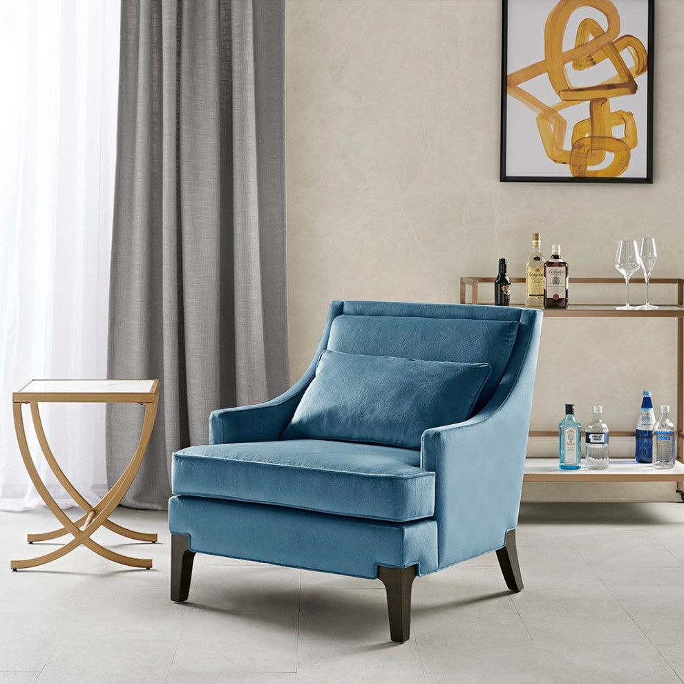 Martha Stewart Anna Upholstered Armchair With Lumbar Pillow, Blue