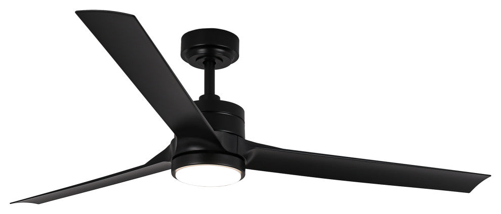 60-inch Modern ABS 3-Blade Black Ceiling Fan with Light