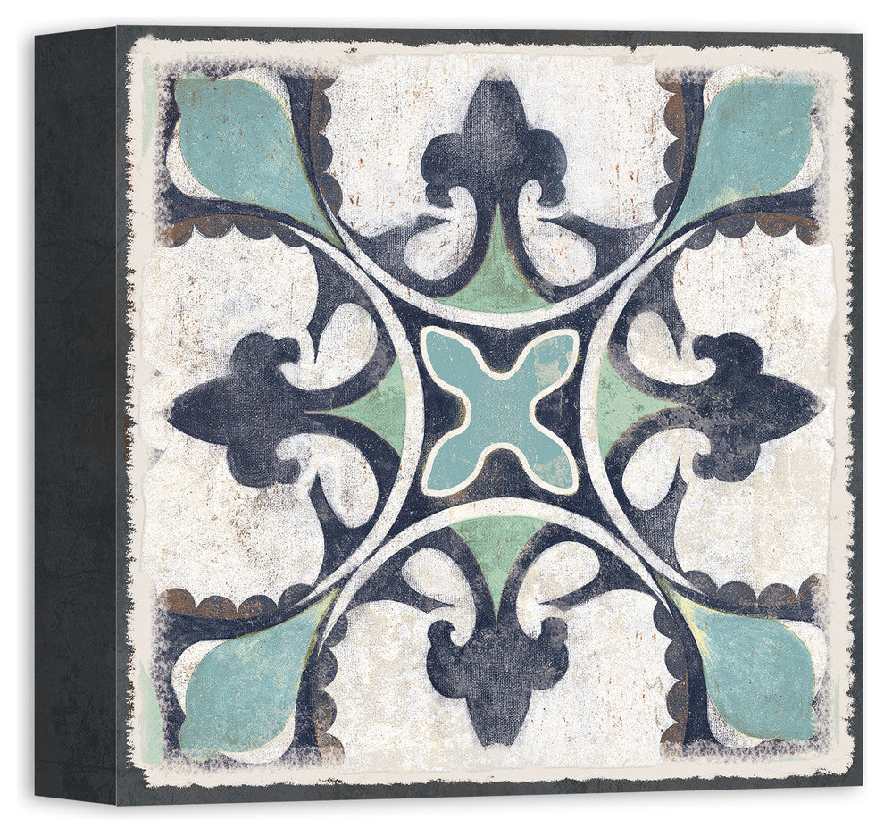 White Moroccan Tile Canvas Wall Art, 12x12
