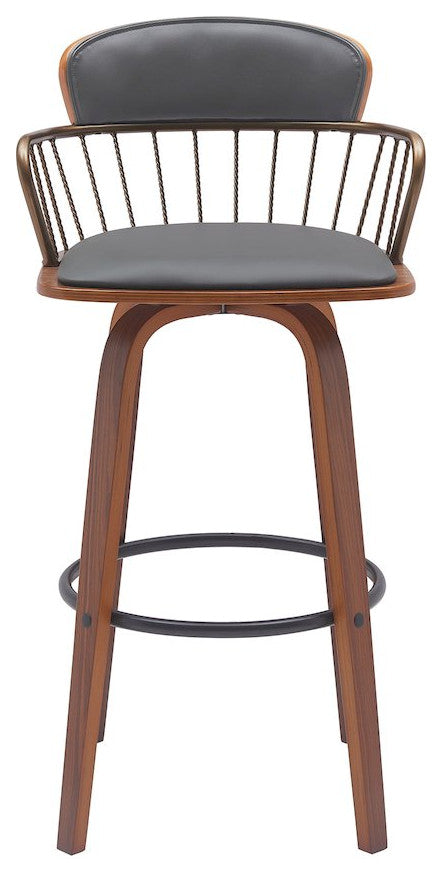 Willow Upholstered Wood Swivel Bar or Counter Stool