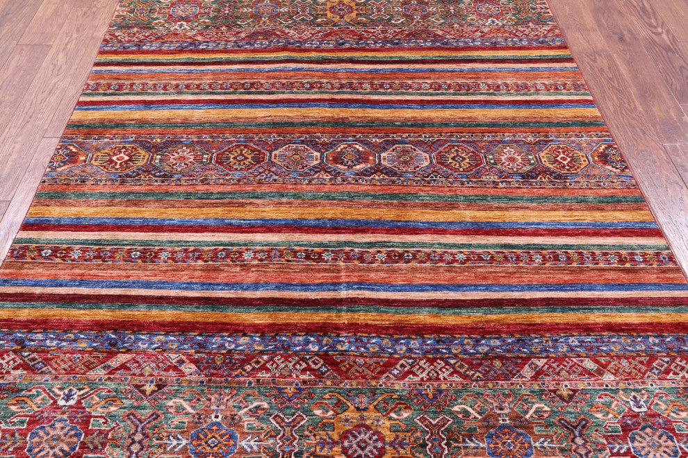 5' 7" X 8' 6" Super Kazak Khorjin Handmade Wool Rug - Q12751