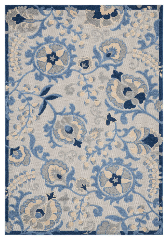 Nourison Aloha 6' x 9' Blue/Grey Farmhouse Area Rug