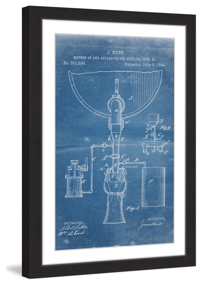 "Bottling Beer 1884 Blueprint" Framed Painting Print