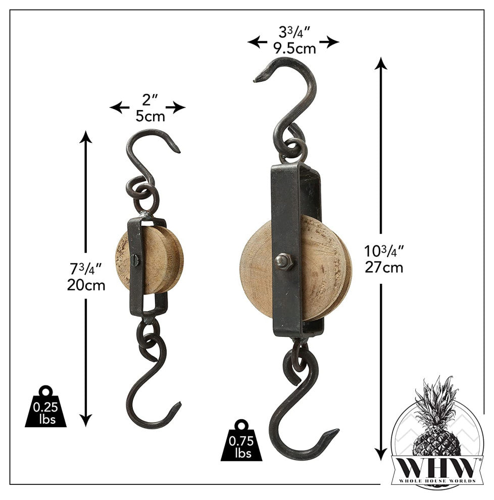 2 Piece Retro Rustic Hay Pulley Hook