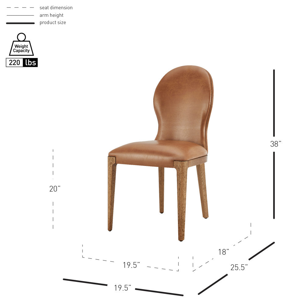 Eldoris Dining Side Chair,, Set of 2, Borneo Chocolate, Pu